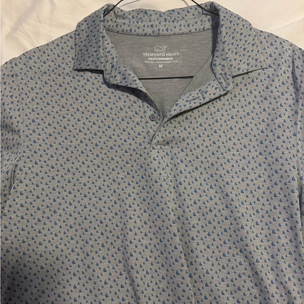 Vineyard Vines Men's Gray and Blue Polo Shirt